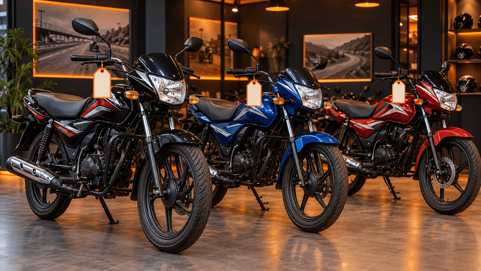 Affordable used commuter bikes in a showroom