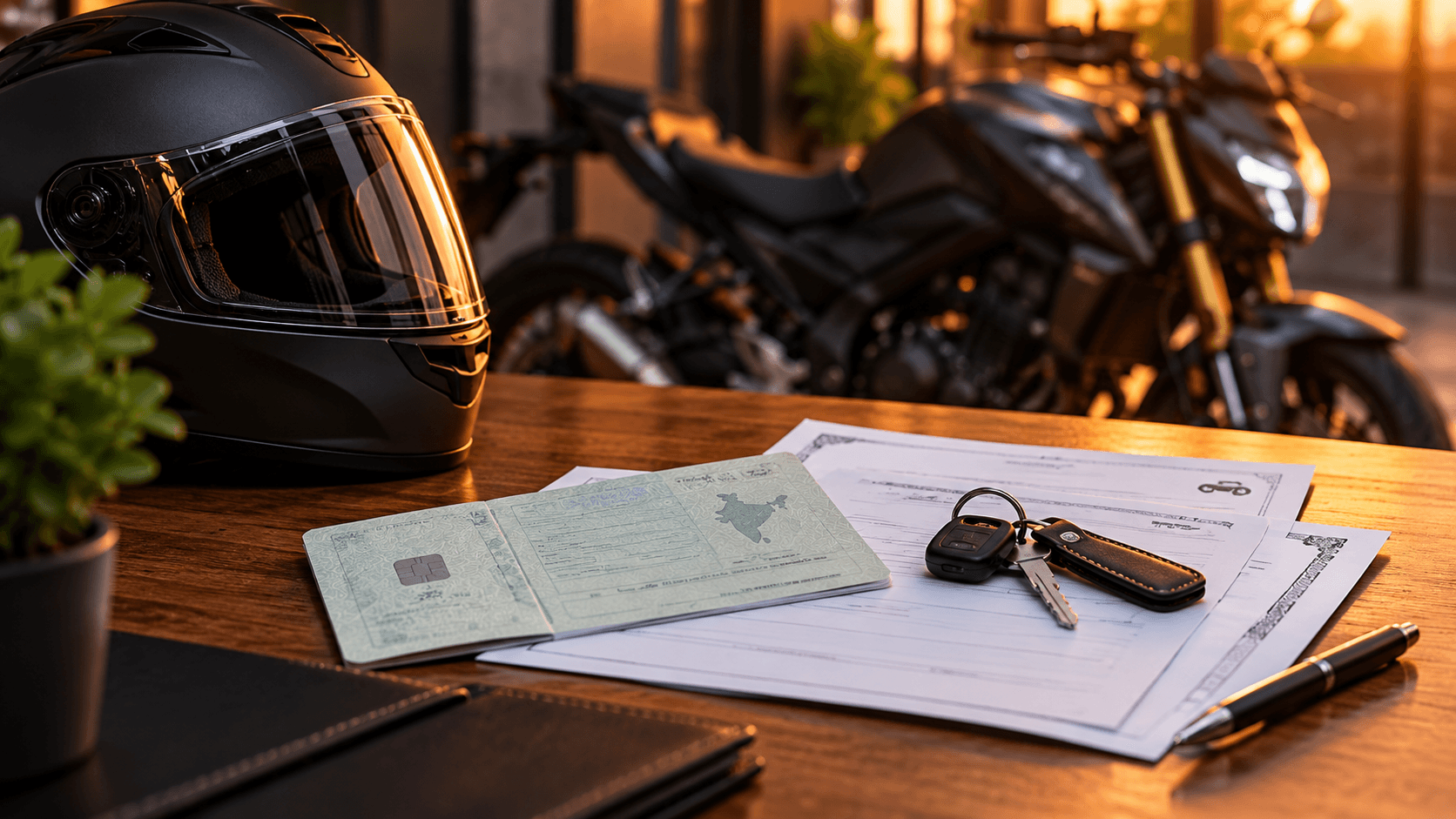 Used bike ownership transfer documents and keys